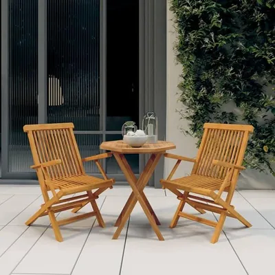 Produktbild von 3-TLG. Garten-Essgruppe Massivholz Teak, Esstisch Mit Stühlen Set, Gartenmöbel Sitzgruppe, Balkon Möbel, Gartenlounge Set, Terrassenmöbel, Balkonmöbel Set - 3087191