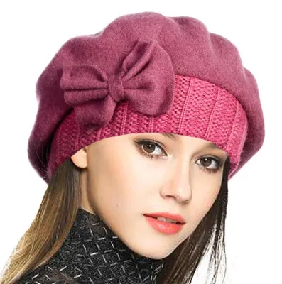 Immagine prodotto di Berretto da donna in lana, colore rosa, taglia unica