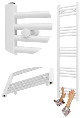 Obrázek produktu pro Granitan – koupelnové radiátory – sušák na ručníky – 40 × 140 cm – bílý – ohřívač ručníků – BRENO