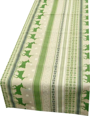 Produktbild von Schöner Leben Tischläufer Streifen Rentier natur grün 40x160cm