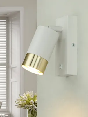 Produktbild von Wandlampe Aluminium GU10 verstellbar in Weiß Gold Wandleuchte