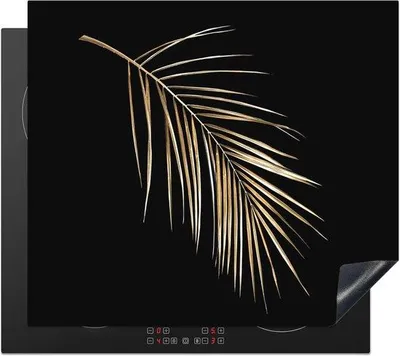 Image de Protection pour plaque à induction 59 x 52 cm - Accessoire de cuisine avec cache-plaque antidérapant doré et noir - Décoration de cuisine et protection pour plaques de cuisson