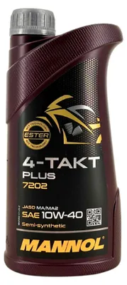 Produktbild von Mannol Motoröl 4T Plus 10W40 4L (Api Sl, Jaso Ma/Ma2) Halbsynthetisch (7202) (4)