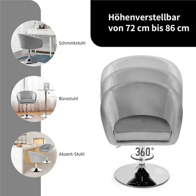 Obrázek produktu pro Křeslo s nastavitelnou výškou sedáku a měkkým sametovým potahem – otočné o 360° – maximální nosnost 120 kg