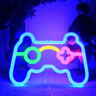 Produktbild von Neon Led Licht USB, Neon Schild, Dimmbar, Nachtlicht, Neonlicht Led Wanddeko, Gaming Deko Zimmer Party Bar Kinder Geschenk(Game), USB Plug-and-Play