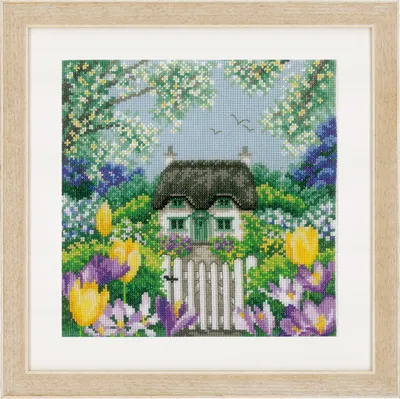 Zdjęcie produktu dla Zestaw do haftu krzyżykowego Vervaco "4 pory roku wiosna", wzór do liczenia, 22x22cm
