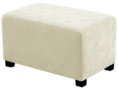 Quadratische Ottomane Abdeckung L Beige Stretch