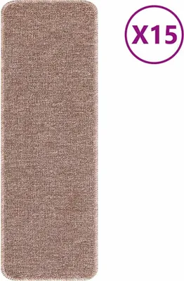 Image de vidaXL : 15 tapis antidérapants pour escaliers, dimensions 60 x 25 cm, couleur beige clair, en polypropylène (PP)