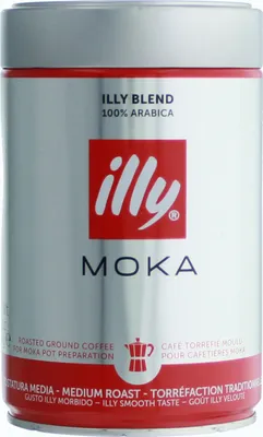Obrázok produktu pre Illy Moka, 100 % káva Arabica, Mletá pražená káva, Espresso, Normálne praženie, plechovka, 250 g