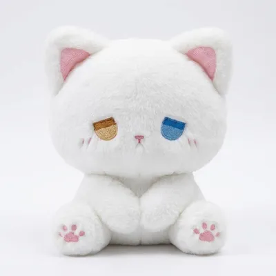 Produktbild von Emo Bär & Katze Plüschtier 15cm Kuscheltier Kawaii Stofftier Kinder Geburtstag Geschenk - Farbe: Weiß