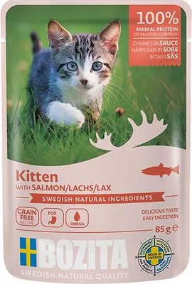 Produktbild von Bozita Cat PB Häppchen in Sauce mit Lachs für Kitten 12x85g