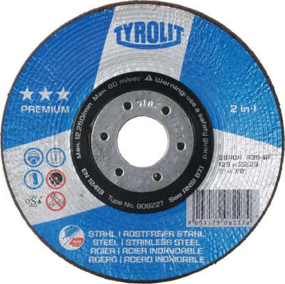 Zdjęcie produktu dla Tarcza do szlifowania zgrubnego RONDELLER® D115xSmm ziarnistość 60 29RON RONDELLER INOX/stal Otwór 22,23 mm
