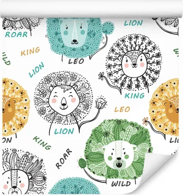 Produktbild von 10m VLIES TAPETE Rolle Kinderzimmer Tiere Lwen Blumen Kakteen Gemalt XXL