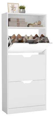 Produktbild von Schuhschrank mit 3 Klappen | Wolke weiß | 60x24x139 cm