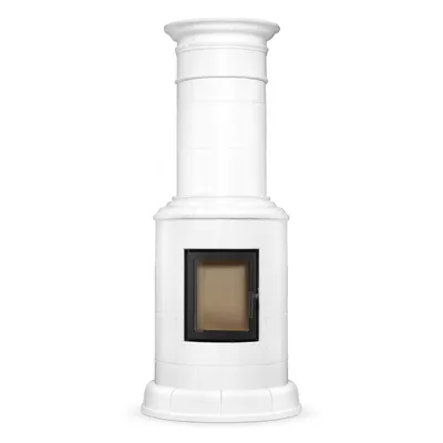 Produktbild von Kachelofen Colonna 11,5 kW – klassischer Kaminofen aus Keramik, weißer Holzofen, Säulenofen, ECO Design 2022, BlmSchV 2