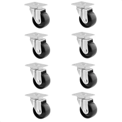 Immagine prodotto di Set di 8 ruote per mobili / ruote girevoli WAGNER - Ø 40 mm, acciaio zincato, nero, piastra avvitabile, portata 35 kg - 02212100