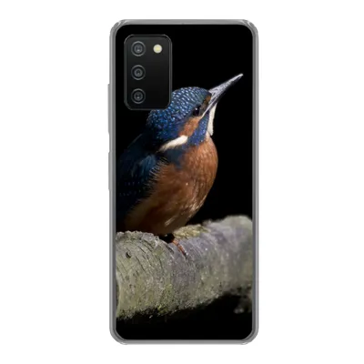 Produktbild von MuchoWow® Handyhülle Schutzhülle Hülle für Samsung Galaxy A03s Eisvogel - Zweig - Federn - Schwarz Silikon Softcase Handy Hülle - Schutz