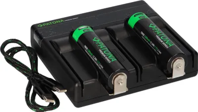 Zdjęcie produktu dla Ładowarka Dual PD Performance + 2 ogniwa 18650 premium + wejście USB-C