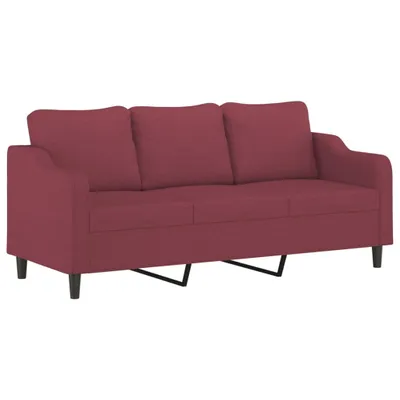 Image de vidaXL Canapé 3 places vin rouge 180 cm Tissu