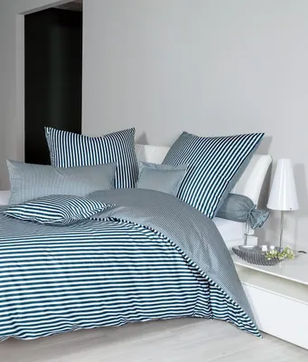 Produktbild von Janine Design Mako-Satin Bettwäsche-Garnitur modernclassic 3912 Farbe atlantik Größe 135x200 + 80x80cm