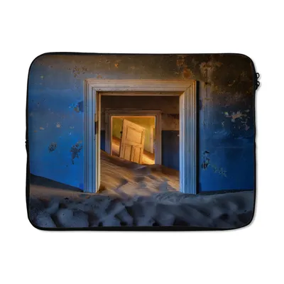 Produktbild von MuchoWow® Laptop Hülle 15 Zoll Sand - Blau - Tür - Architektur Laptoptasche - Laptoptasche - Sleeve - Rundum-Schutz