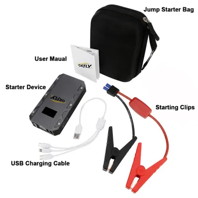 Zdjęcie produktu dla Urządzenie do automatycznego uruchamiania silnika – przenośny powerbank i booster rozruchowy – 5000A XMEPRO – 12 V – 18 000–20 000 mAh – bateria litowo-jonowa – oświetlenie awaryjne (SOS) – do samochodów z silnikami benzynowymi i diesla