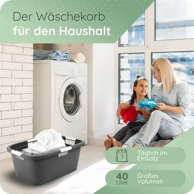 Immagine prodotto di Novaliv 3 pezzi vasca lavanderia con 4 maniglie 40L antracite, set scatola lavanderia secchio lavanderia bidone lavanderia per bagno lavanderia biancheria sporca, vasche lavanderia cesto lavanderia cesto casa cesto raccoglitore scatola
