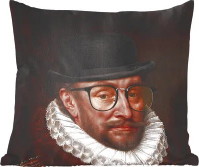 Produktbild von MuchoWow® Zierkissen Sofakissen Wohnzimmer Dekokissen 60x60 cm Wilhelm von Oranien - Kunst - Brillen - Sitzfläche - Foto Polster