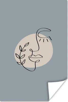 Produktbild von MuchoWow® Poster Pastell - Gesicht - Blätter 60x90 cm - Wanddekoration