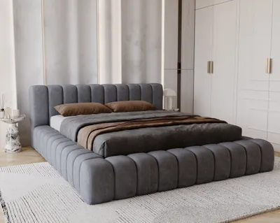 Obrázok produktu pre Čalúnená posteľ 160x200 Como – hrubá penová výplň, úložný priestor, rošt – dvojposteľ 160x200, elegantný dizajn, tmavošedá farba