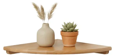 Produktbild von Relaxdays Eckregal, HxBxT: 3 x 18 x 18 cm, Walnussholz, Wohnzimmer, Deko, Traglast: 5 kg, Bücherregal hängend, natur