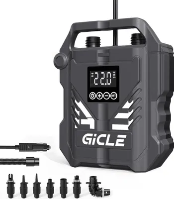 Obrázek produktu pro Vysokotlaká pumpa WaveRite 22PSI pro paddleboard, 12V elektrický vzduchový kompresor, podporuje nafukování/vyfukování, 3 provozní režimy, se 7 tryskami, černá barva