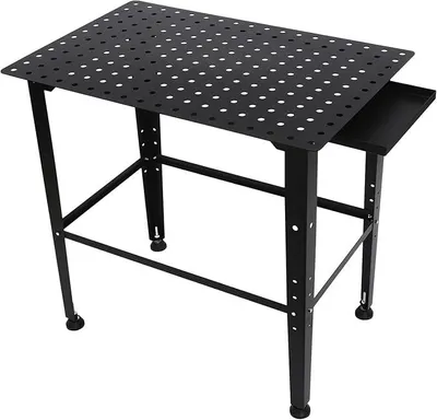 Produktbild von Mobiler Schweißtisch, 91.5 x 60 x 84.5cm Schweißwerkbank, Arbeitstisch Schweißwagen bis Tragkraft 599kg, Höhenverstellbar 28-58.42cm