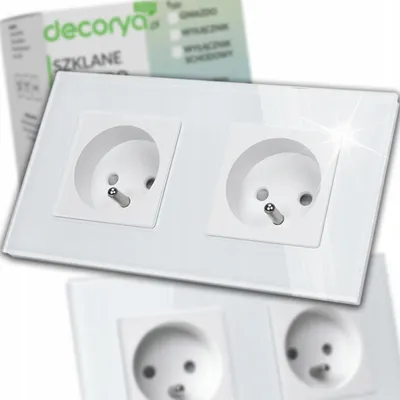 Produktbild von Decorya Doppelsteckdose Weiß Glasrahmen 230V Schutzkontakt