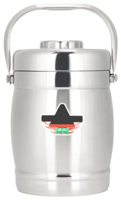 Produktbild von 2 l fassförmige Lunchbox, vakuumisolierter Bento-Lebensmittelbehälter für Reisen, Camping, Picknick