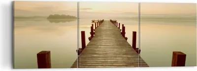 Produktbild von Bild auf Leinwand - Leinwandbild - Brücke See - 120x40cm - Wand Bild - Wanddeko - Wandbilder - Leinwanddruck - Bilder - Kunstdruck - Wanddekoration - Leinwand bilder - Wandkunst - CA120x40-3625
