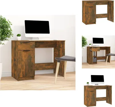 Produktbild von vidaXL Schreibtisch Räuchereiche 100x50x75 cm Holzwerkstoff -  Schreibtische