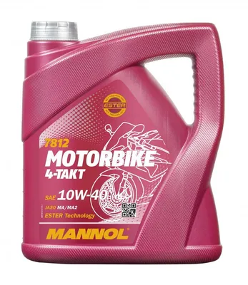 Obrázek produktu pro Olej Mannol 10W40 4L Motocykl 4T Ester Technologie Sl / Jaso Ma/Ma2 / Plastový Obal