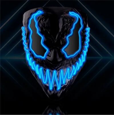 Imagen del producto de Máscara LED Venobat, color azul, para disfraces de Halloween o carnaval, tanto para mujeres como para hombres. (1 máscara LED Venobat, color azul)