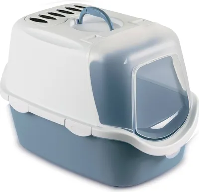 Image de STEFANPLAST Bac à litière Cathy Easy Clean avec filtre, blanc-bleu, 56x40x40cm