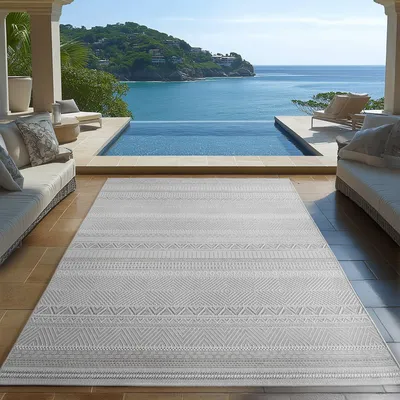 Image de Carpetsale24 Tapis d’Extérieur Imperméable et Résistant aux UV Idéal pour Cuisine Balcon Terrasse Jardin et Salon, Taille: 280x370 cm