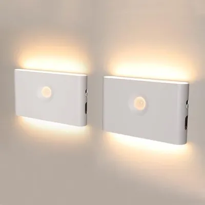 Produktbild von da LIGHT Nachtlicht mit Bewegungsmelder Akku, 2 Stück Led Treppenbeleuchtung USB Wiederaufladbar, Schranklicht Auto/EIN/AUS, FlurLicht 3000K Warmweiß für Flur, Schlafzimmer, Küchen, Schrank