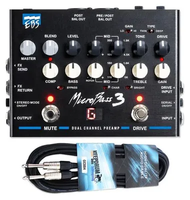 Obrázok produktu pre EBS MicroBass 3 – analógový predzosilňovač pre basgitaru s káblom