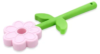 Produktbild von ARK Therapeutic Kau-Spielzeug Flower Wand hellrosa sensorisches Spielzeug Tweekleurige kauwstaaf met bloemvorm, geschikt voor kauwen met kiezen én voortanden.