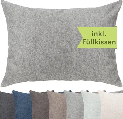 Produktbild von Selfitex Dekokissen XXL 60x80 inkl. Füllkissen kuschelweiches Lesekissen, Rückenkissen , Sofakissen,für Couch, Bett oder als Polster jeglicher Art, Farbe: Grau