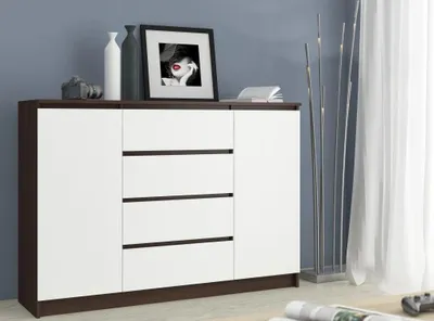 Obrázok produktu pre Veľká kombinovaná komoda SAVRILA - wenge/biela