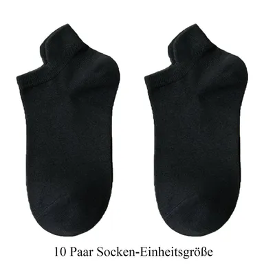 Produktbild von 10 Paar Sneaker Socken Kurze Halbsocken Atmungsaktiv Baumwolle Sportsocken, Schwarz