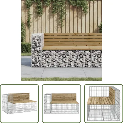 Produktbild von The Living Store Gartenbank aus Gabionen 122x71x65,5 cm Kiefernholz Imprägniert