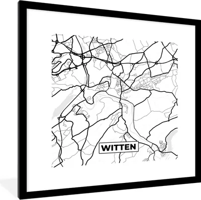Produktbild von MuchoWow® Gerahmtes Poster Karte - Witten - Stadtplan 40x40 cm - Poster mit Schwarzem Bilderrahmen Wandposter Rahmen Foto Bilder - Poster - Plakat im Rahmen