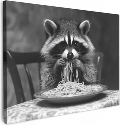 Produktbild von Leinwand Bilder 40x30 cm - Tiere, Komisch - Waschbär, Wandbilder, Wanddeko Wohnzimmer, Bild